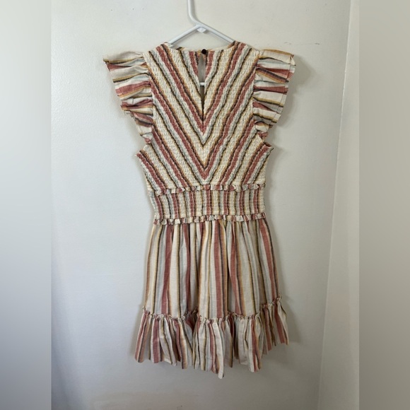 Saylor Tulsi dress multi pastel color striped print smocked ruffled small - Picture 8 of 8